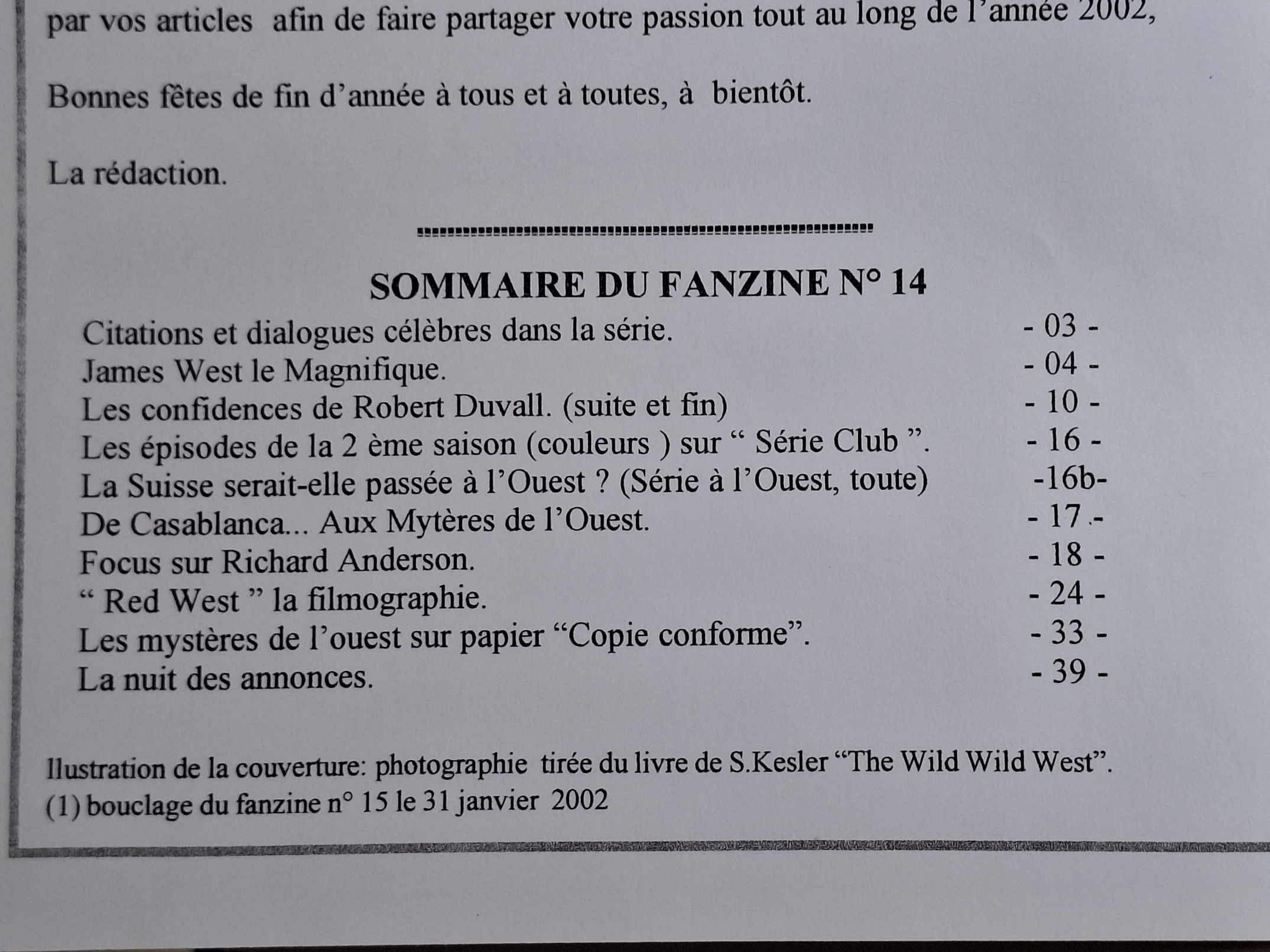 Fanzine n° 14 novembre 2001 – Image 2