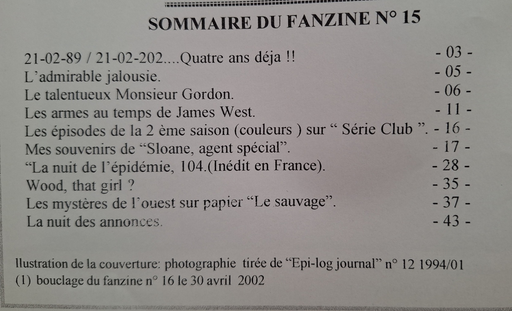 Fanzine n° 15 fevrier 2002 – Image 2